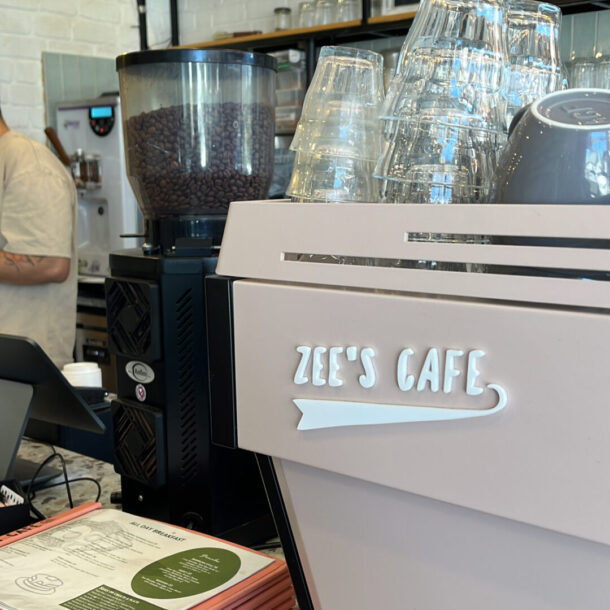 The counter at Zee's Cafe